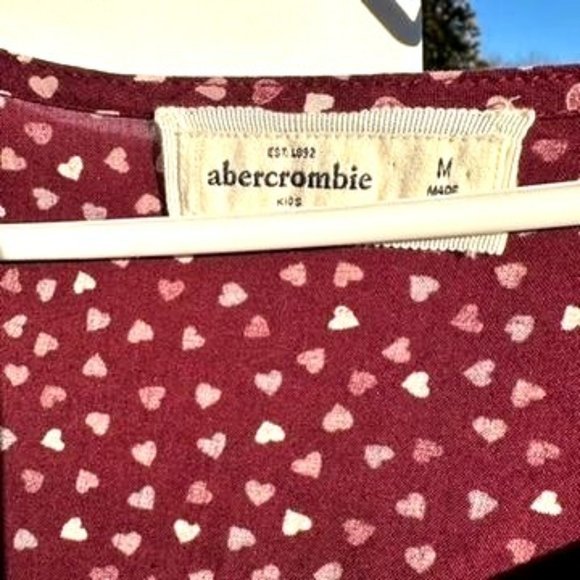 Abercrombie & Fitch Big Kid Size Medium Shorts Burgundy Heart Romper Henley - Picture 3 of 10